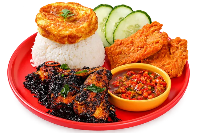 Nasi ayam kicap bersama sambal gesek