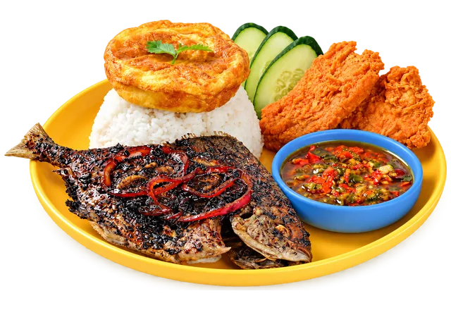 Nasi ikan kicap bersama sambal gesek